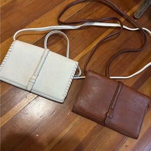 Fossil crossbody wallets (2) brown and white